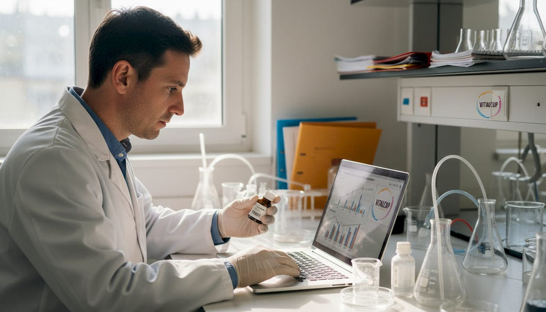 Un technicien contrôle la qualité des compléments alimentaires dans un laboratoire français.