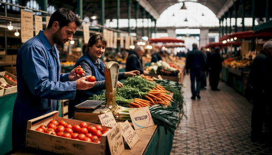 Balade matinale au marché, panier à la main, à la recherche des meilleurs produits frais du terroir.