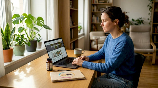 Une femme consulte ses garanties santé assise à son bureau.
