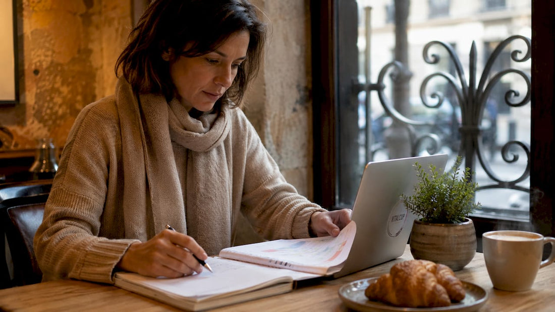 Installé à la table de la cuisine, le nutritionniste parcourt attentivement le carnet alimentaire de son client.