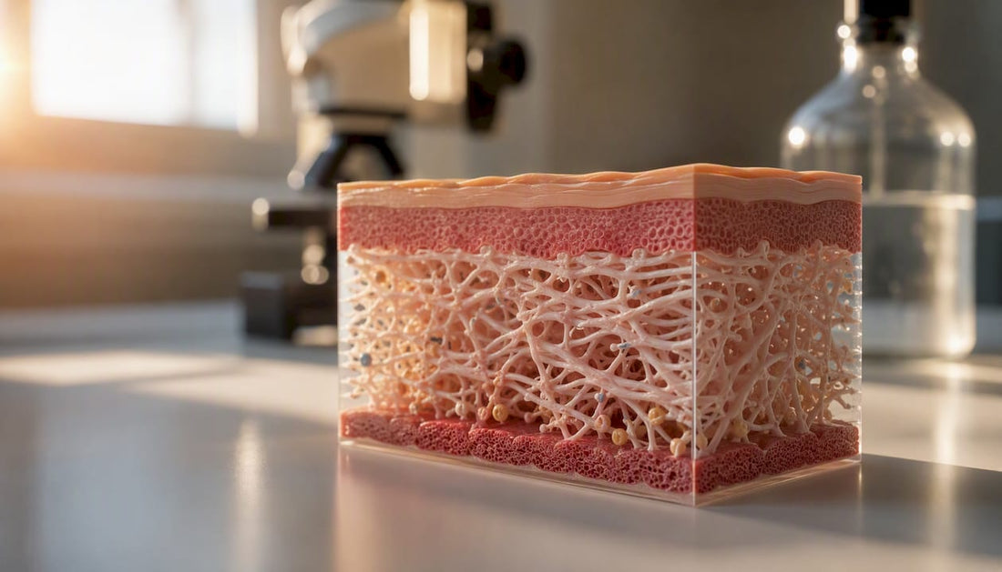 Représentation détaillée des fibres de collagène au sein du derme cutané