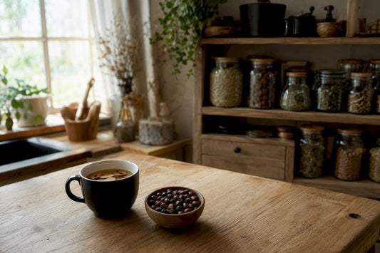 Tasse de café avec des sources naturelles de caféine