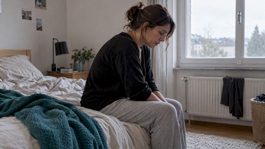 Adulte fatiguée assise au réveil